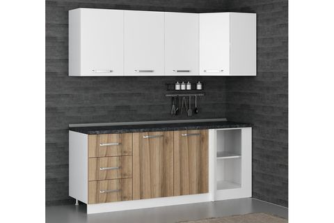 MİNAR 205CM KÖŞE MUTFAK DOLABI BEYAZ DORE K205D2