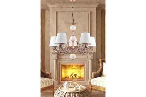 BEŞ KOLLU ZAMAK AVİZE KREM RENGİ ÇİNİLİ KREM ŞAPKALI