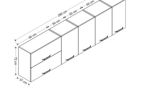 MİNAR 280 CM MUTFAK DOLABI BEYAZ 280-B1-ÜST MODÜL