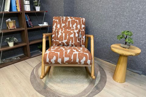 ASEDİA MİNİTO SALLANAN SANDALYE, TURUNCU, NATUREL AHŞAP AYAK