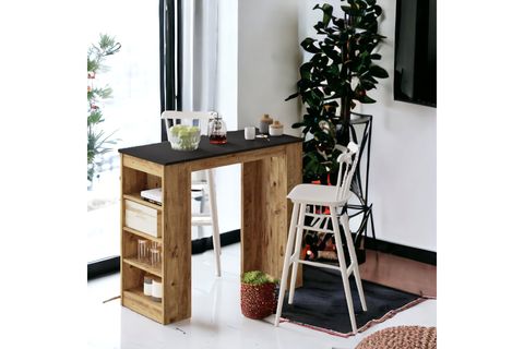 ROBİN HOME THALES BAR MASASI, SİYAH ATLANTİK ÇAM, 120X51