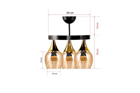 ÜÇLÜ BAL RENGİ CAMLI TEPSİLİ SARKIT AVİZE