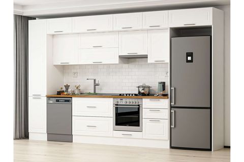 ALVİNKA 385X240 CM KLASİK MEBRAN MUTFAK DOLABI, MBB E90B45S50 1 MEBRAN BEYAZ SUNTALAM