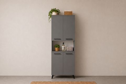 LİSTRA 4 KAPAKLI ÇOK AMAÇLI DOLAP, ANTRASİT, 170,8 CM
