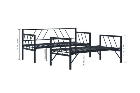 UNİMET GLORY DAYBED YAVRULU METAL KARYOLA, SİYAH, 90X200
