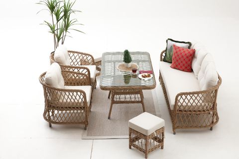 PALMA RATTAN ÜÇLÜ OTURMA GRUBU, CAPPUCCINO
