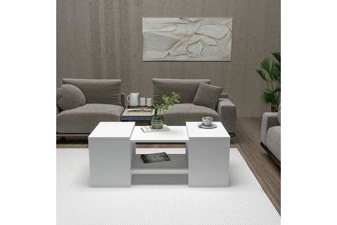 ARNETTİ SARTOS ZİGONLU ORTA SEHPA, BEYAZ