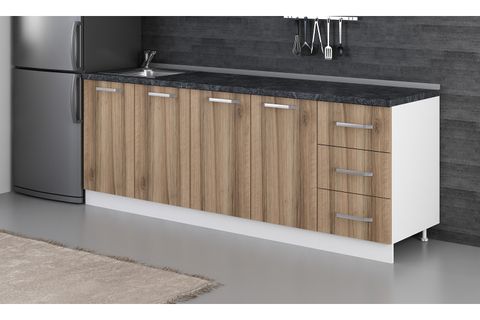 MİNAR 225 CM MUTFAK DOLABI BEYAZ DORE 225-D2-ALT MODÜL