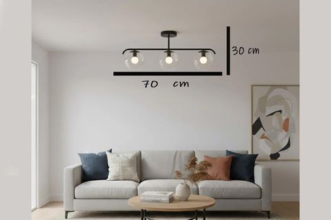 PARİS ÜÇLÜ AVİZE, ŞEFFAF SİYAH