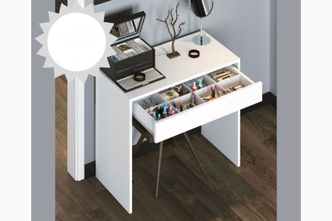 ARYA NOVELLA BÖLMELİ ORGANİZER ÇEKMECELİ MAKYAJ MASASI, BEYAZ