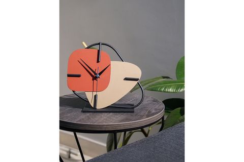 BRAZİL METAL MASA SAATİ, KREMİT KAHVE, 25X22 CM