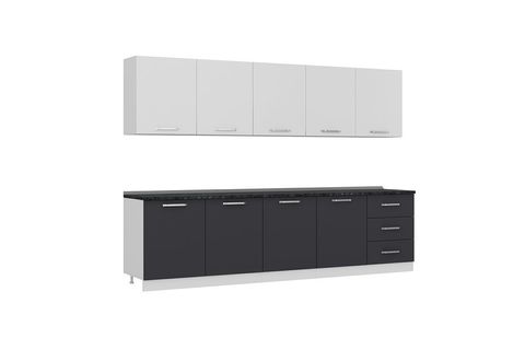 MİNAR  ELA 300 CM MUTFAK DOLABI BEYAZ ANTRASİT 300-A3
