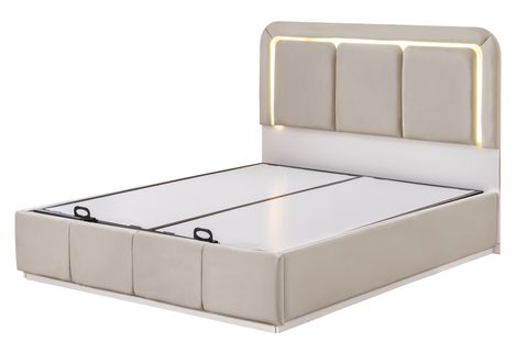 DEMONTE NOX LEDLİ ÇİFT KİŞİLİK BAZA BAŞLIK MAXİ YATAK SETİ, BEJ, 160X200