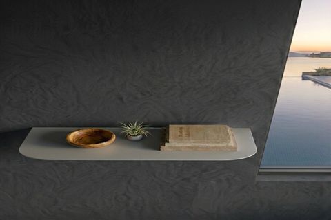 GALVANİZ METAL ESTETİK DEKORASYON RAFI, CAM GRİ, 30X10X4 CM
