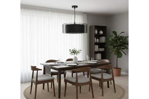 SERPİL SİYAH KAFES SİYAH KUMAŞ AVİZE, 50 CM