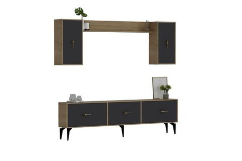 ZEUSS TV ÜNİTESİ TAKIMI, SAFİRMEŞE ANTRASİT, 180 CM