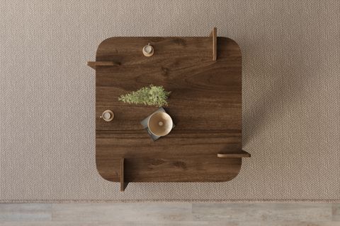 AFROLLİ DEKORATİF CEVİZ DESEN ORTA SEHPA, CEVİZ