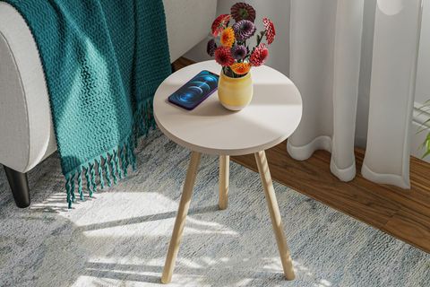 YURİ YUVARLAK YAN SEHPA, KREM