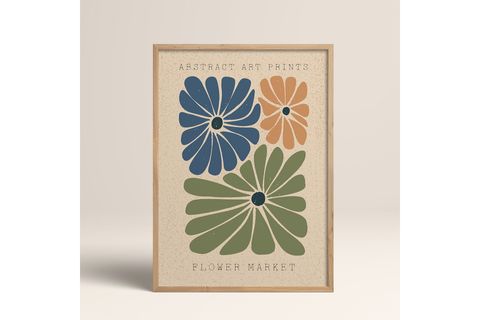 HOMEPACK DOĞAL AHŞAP ÇERÇEVELİ SOYUT RENKLİ DESENLER FLOWER ART TABLO, 40X60, FLOWER015