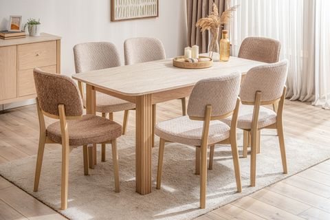 HAVEN AÇILIR YEMEK MASASI, MEŞE TRAVERTEN, 86X190