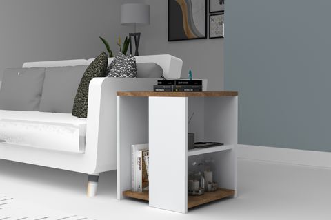 ASTOR YAN SEHPA, CEVİZ BEYAZ, 90 CM
