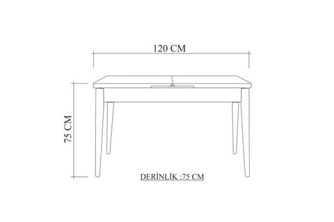 STORMİ MUTFAK MASA TAKIMI, ATLANTİK TAŞ RENGİ SOHO 0900, 120X75