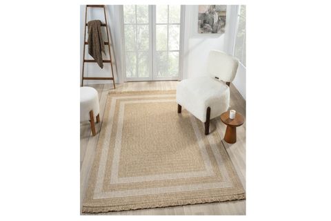 QUEEN SERİSİ JÜT HASIR GÖRÜNÜMLÜ DOKUMA MAKİNE HALISI, BEYAZ, 80X300, 668