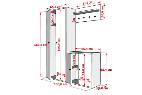LEONARDO PORTMANTO VESTİYER 232, DOLAPLI, BEYAZ, 130 CM VST1022