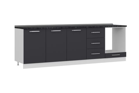 MİNAR 260 CM MUTFAK DOLABI BEYAZ ANTRASİT 260-A6-ALT MODÜL