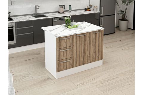 ALVİNKA 120 CM DUZ ADA MUTFAK DOLABI, BEYAZ DORE
