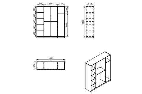 YAŞAM AYNALI GARDIROP, 4 KAPAKLI