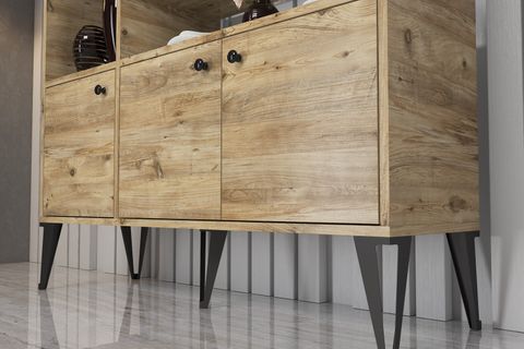 ATLAS KONSOL, ATLANTİK ÇAM SİYAH, 6 KAPAKLI