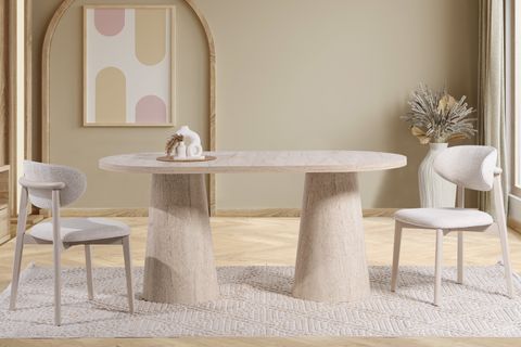 LİNG TRAVERTEN BASKI MDF YEMEK MASASI