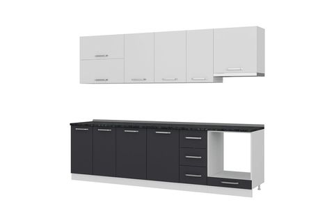 MİNAR ECE 280 CM MUTFAK DOLABI BEYAZ ANTRASİT 280-A8