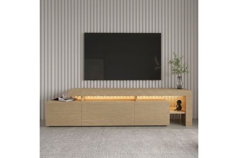 BELİZ LED IŞIKLI TV SEHPASI, SICAK MEŞE/SAFİR MEŞE