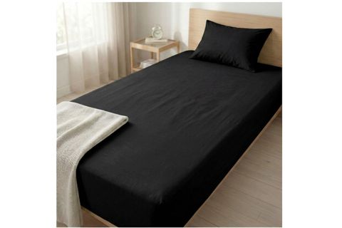 MAKİ HOME ÇİFT KİŞİLİK LASTİKLİ ÇARŞAF VE YASTIK KILIFI SETİ, SİYAH, 160X200, 50X70