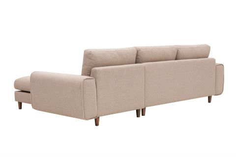 MERLİN MİNİ KÖŞE KOLTUK, CEVİZ AYAK, FİTİLLİ KOL, RECYCLED KUMAŞ, CAPPUCİNO