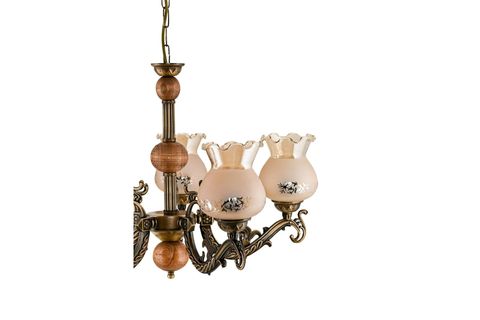 ELBE ZAMAK AVİZE BAL RENGİ CAMLI, BEŞ KOLLU