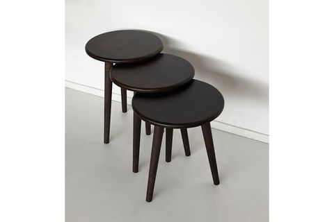 DOĞAL MASİF AHŞAP YÖRÜNGE SEHPA SETİ, ÜÇLÜ, CEVİZ