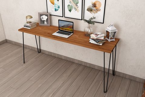 WOODESK DEKOR MASİF AĞAÇ ÇALIŞMA MASASI, TİK RENK, 180X50, CPT4619-180