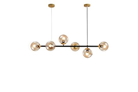 YEŞİM GOLD DETAYLI YATAY TASARIM MODERN BAL CAMLI AVİZE