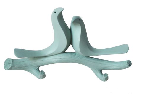 DAL ÜSTÜNDE İKİLİ KUŞ DEKOR ASKILIK, YEŞİL