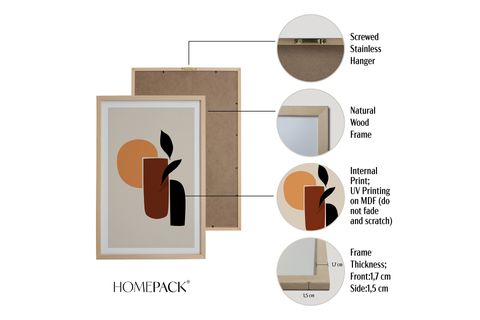HOMEPACK, DOĞAL AHŞAP ÇERÇEVELİ ÜÇLÜ TABLO SETİ 30X40 HPN048