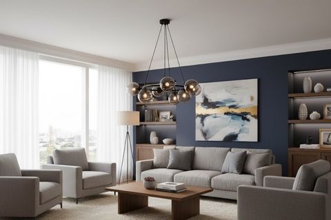 BUSE SEKİZLİ AVİZE, SİYAH FÜME