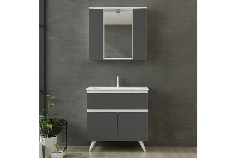 NİKA BANYO DOLABI 85CM AY2K1Ç 2K1A ETJ BEYAZ ANTRASİT