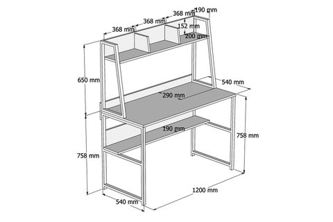 OLEA KİTAPLIKLI MASA, CEVİZ, 120 CM