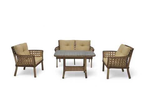 MOVA RATTAN İKİLİ BAHÇE MOBİLYASI, KOYU KAHVE
