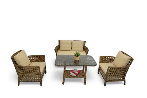 PAVİA RATTAN İKİLİ BAHÇE MOBİLYASI, KAHVERENGİ