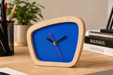 WOODESK TEMPUS AHŞAP ÖZEL TASARIM MASA SAATİ, MAVİ