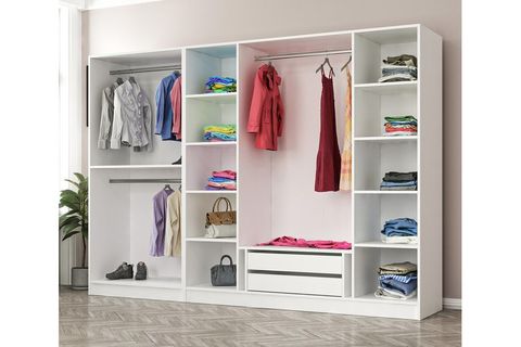 KALE AYNALI ZİNCİR DOLAP, 6 KAPAKLI 2 ÇEKMECELİ, BEYAZ